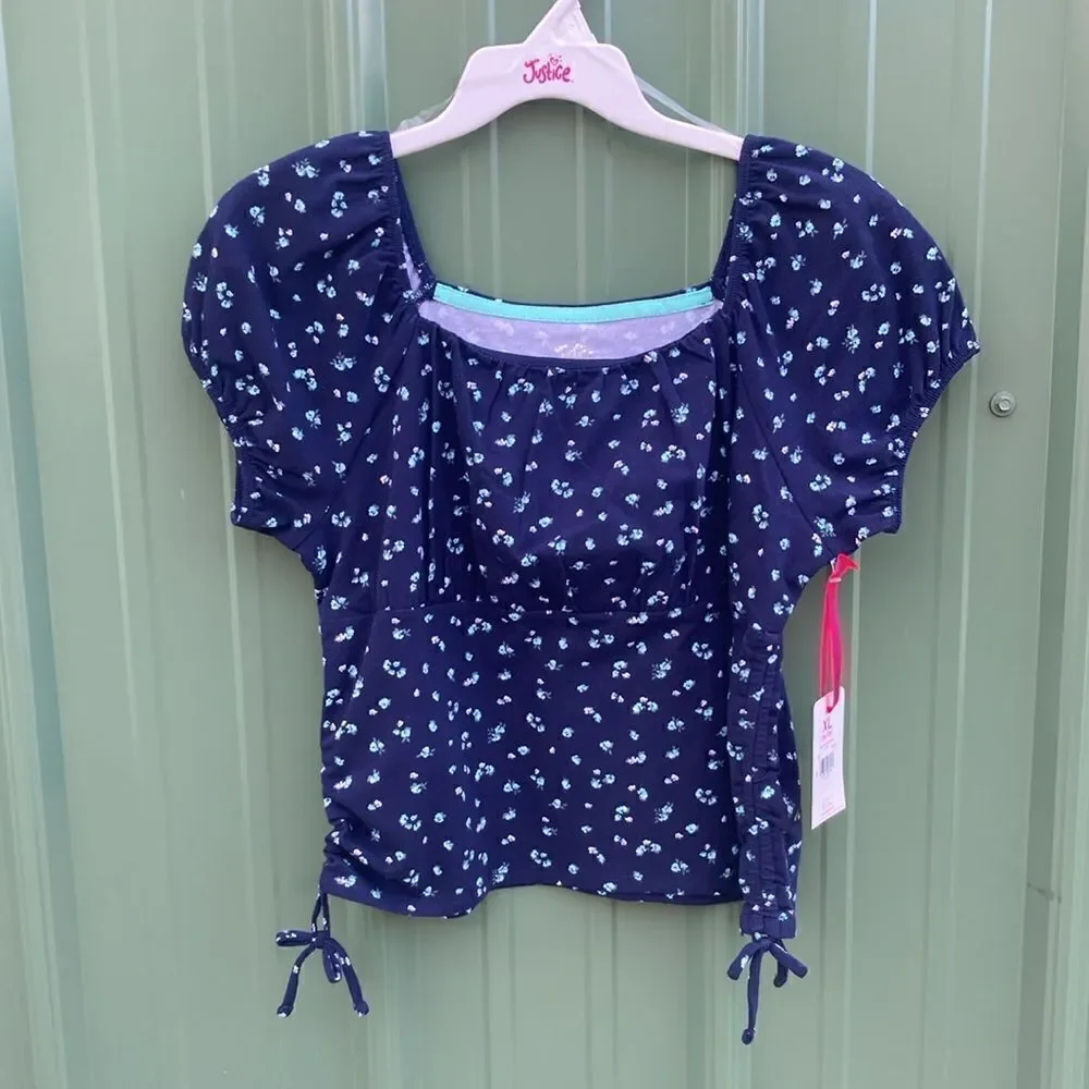 Justice Girls Puff Short Sleeve Cinched Top Shirt, Size XL (16/18)